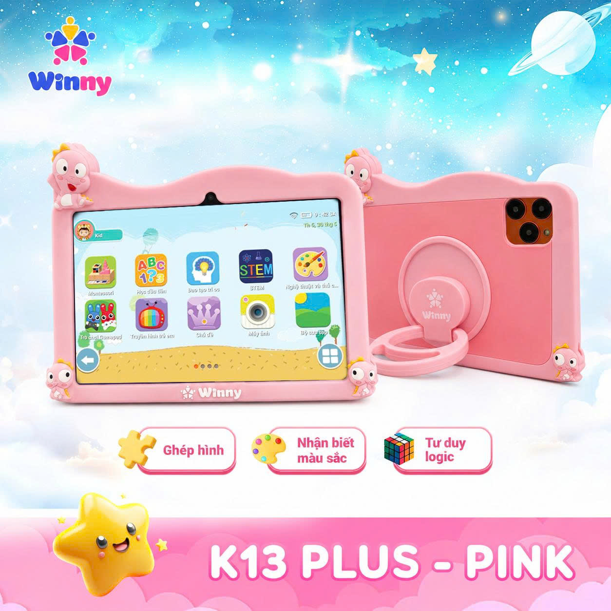 Máy tính bảng trẻ em Winny K13 Plus - Màu Hồng