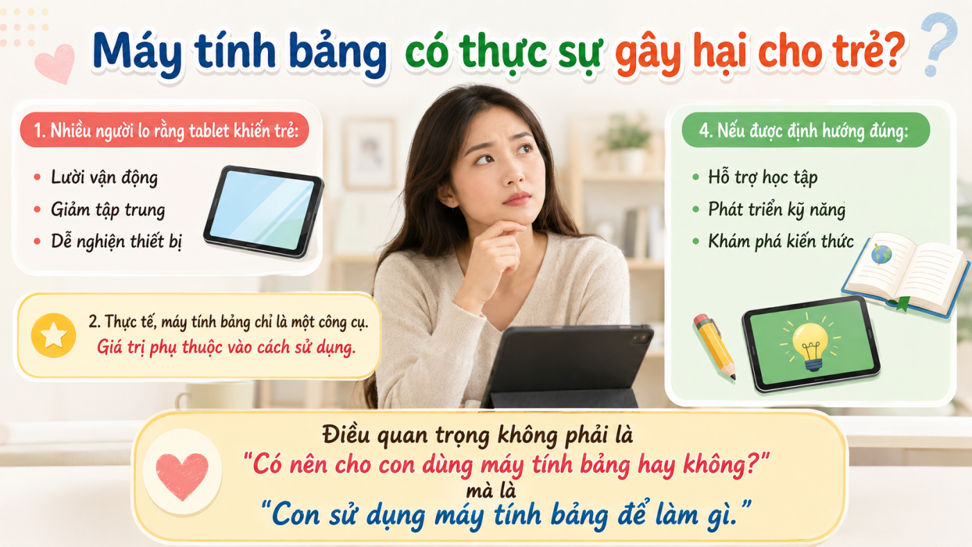 Có nên cho trẻ dùng máy tính bảng từ sớm